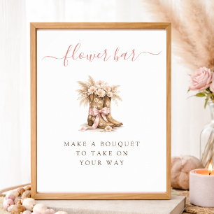 Dusty Rose Cowgirl Baby Shower Flower Bar Sign