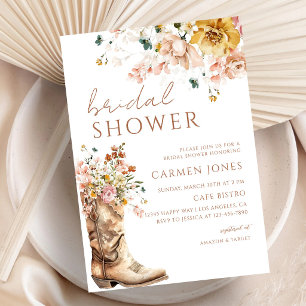 Dusty Rose Cowgirl Boots Bridal Shower Invitation