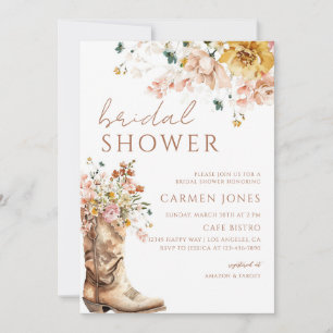 Dusty Rose Cowgirl Boots Bridal Shower Invitation