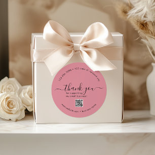 Dusty Rose Custom Thank You Stickers With QR Code