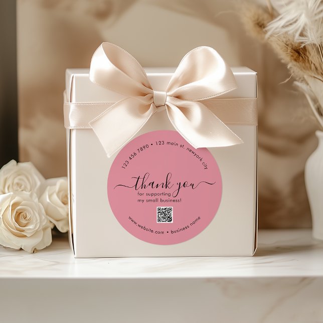 Dusty Rose Custom Thank You Stickers With QR Code (Dusty Rose Custom Thank You Stickers With QR Code)