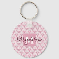 Dusty Rose Damask Lace Pattern Monogram & Name