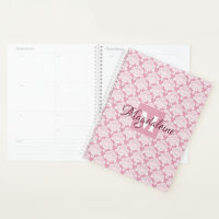 Dusty Rose Damask Planner with Monogram & Name