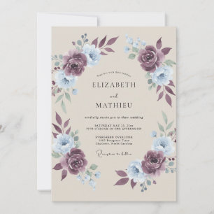 Dusty Rose Delicate Floral Wedding Invitation