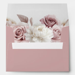 Dusty Rose Dusty Pink Floral Wedding Envelope