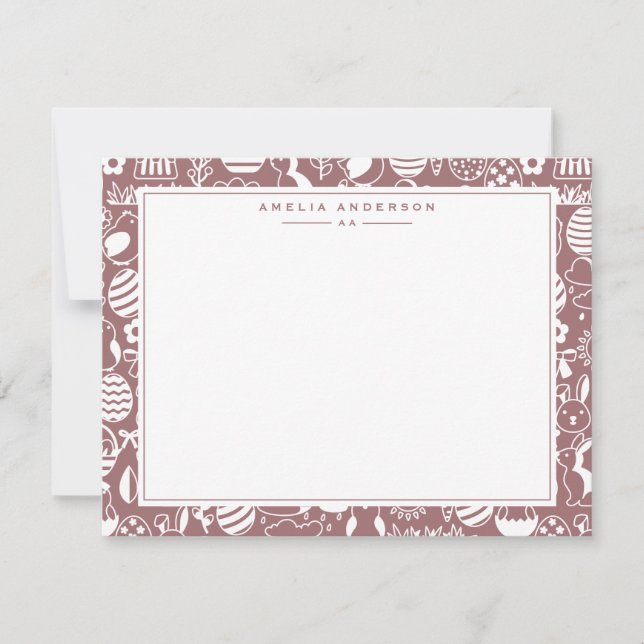 Dusty Rose Easter Egg Frame Note Card (Front)