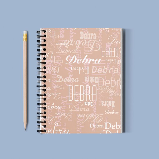 Dusty Rose Editable Name all-over-print  Notebook (dusty rose stylish pattern )