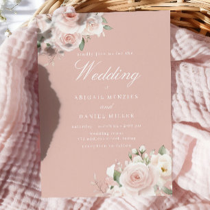 Dusty Rose Elegant Blush Wedding Invitation