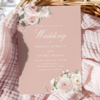 Dusty Rose Elegant Blush Wedding Invitation