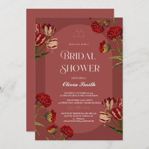 dusty rose elegant bridal shower,dusty pink flower invitation