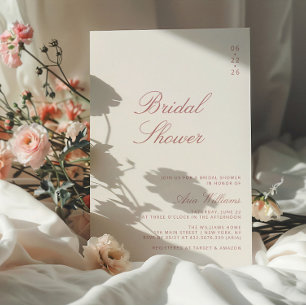 Dusty Rose Elegant Calligraphy Bridal Shower Invitation