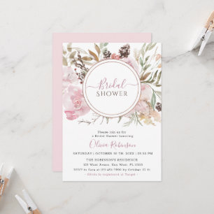 Dusty Rose Elegant Floral Bridal Shower Invitation