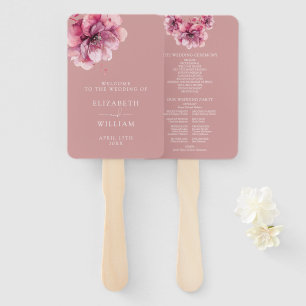 Dusty Rose Elegant Floral Wedding Program Hand Fan
