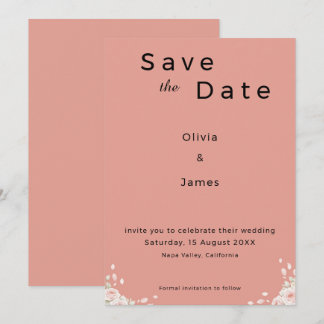 Dusty Rose Elegant Minimalist Whispered Petals Save The Date