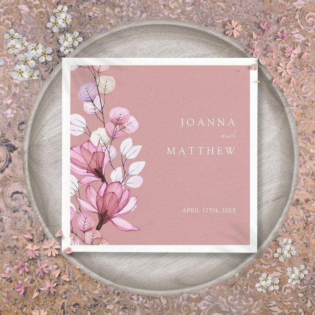 Dusty Rose Elegant Modern Floral Wedding Napkin (Dusty Rose Elegant Modern Floral Wedding Napkins)