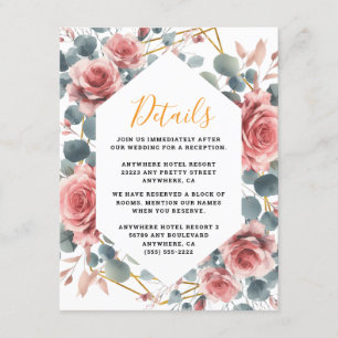 Dusty Rose Elegant Pink Mauve Gold Floral Enclosure Card
