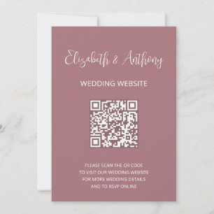 Dusty Rose Elegant Script   QR Code Wedding RSVP Invitation