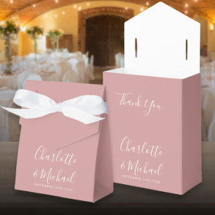 Dusty Rose Elegant Script Wedding Favour Box