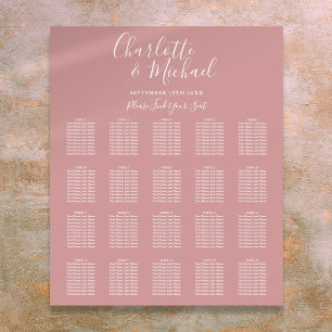 Dusty Rose Elegant Script Wedding Seating Chart