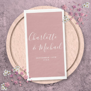 Dusty Rose Elegant Signature Script Wedding Napkin