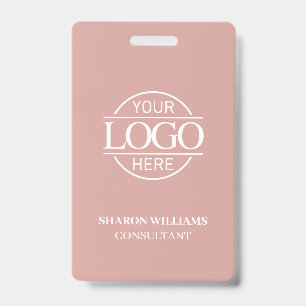 Dusty Rose Employee ID with Custom Business Logo Badge
