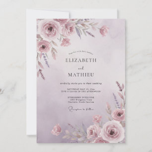 Dusty Rose Enchanted Floral Wedding Invitation