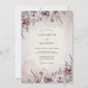 Dusty Rose Enchanting Botanical Wedding Invitation