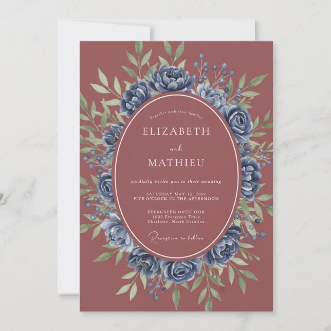 Dusty Rose Enchanting Winter Wedding Invitation (Front)