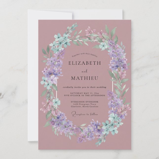 Dusty Rose Ethereal Spring Wedding Invitation (Front)