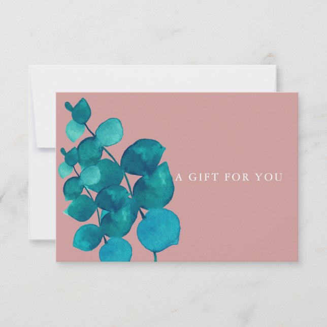 Dusty Rose Eucalyptus Leaves Gift Certificate (Front)