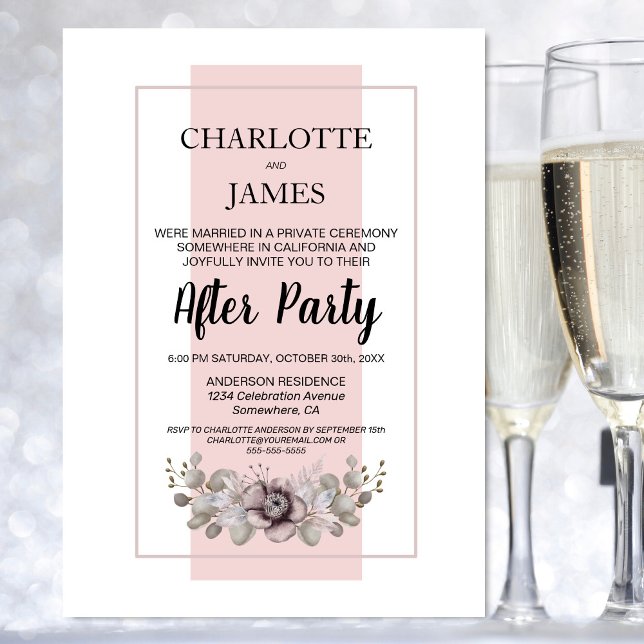 Dusty Rose Eucalyptus Leaves Wedding After Party Invitation (Creator Uploaded)