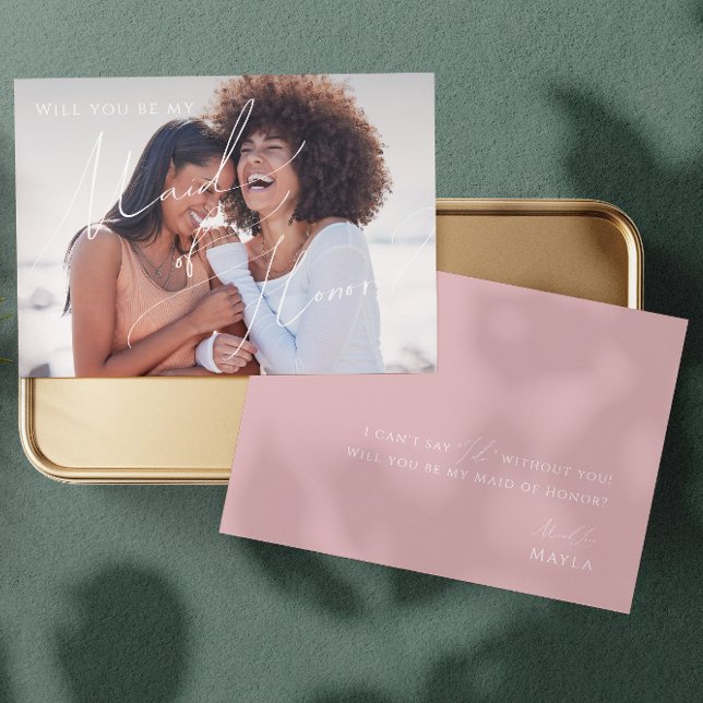 Dusty Rose Faded Photo Maid of Honour Proposal Car Invitation (Creator Uploaded)