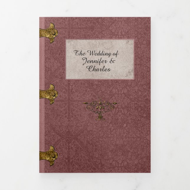 Dusty Rose Fairy Tale Wedding Photo Tri-Fold Invitation (Cover)