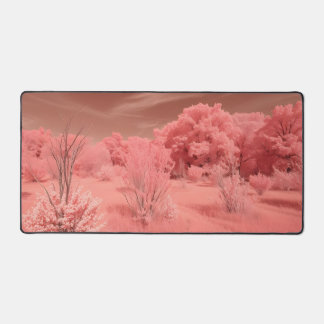 "Dusty Rose Fall Leaves Desk Mat - Minimal Soft Au