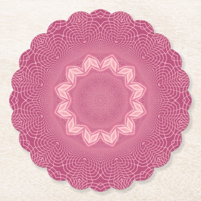Dusty Rose Faux Tulle Design Paper Coaster (Front)
