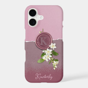Dusty Rose Faux Wax Seal Monogram Floral 
