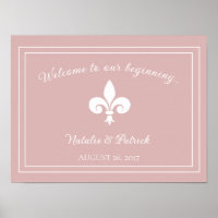 Dusty Rose Fleur de Lis Wedding Poster