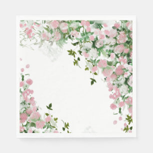 Dusty Rose Floral Arch Wedding Party Paper Napkins