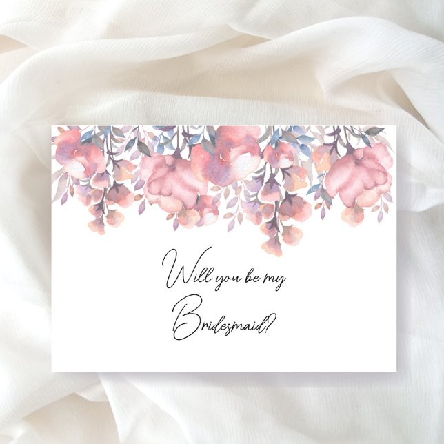 Dusty Rose Floral be bridesmaid proposal  Invitation (Creator Uploaded)
