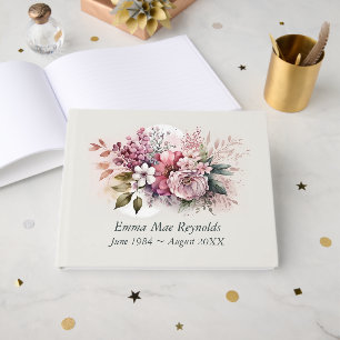 Dusty Rose Floral Bouquet for Memorial Service Guest Book
