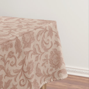 Dusty Rose Floral Brocade Pattern Tablecloth