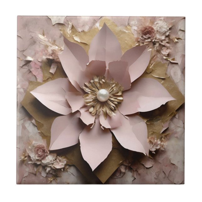 Dusty Rose Floral - Ceramic Tile   (Front)