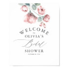Dusty Rose Floral Elegant Bridal Shower Welcome