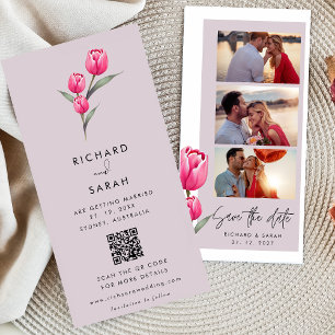 Dusty Rose Floral Elegant Photo strip  Save The Date