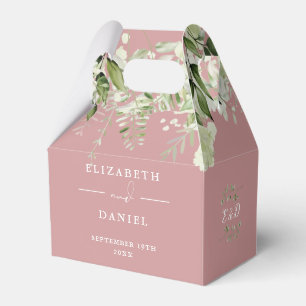 Dusty Rose Floral Greenery Monogram Wedding Favour Box