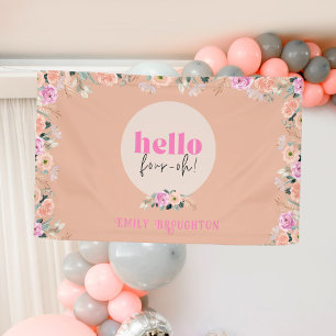 Dusty Rose floral "hello four-oh" personalized  Banner