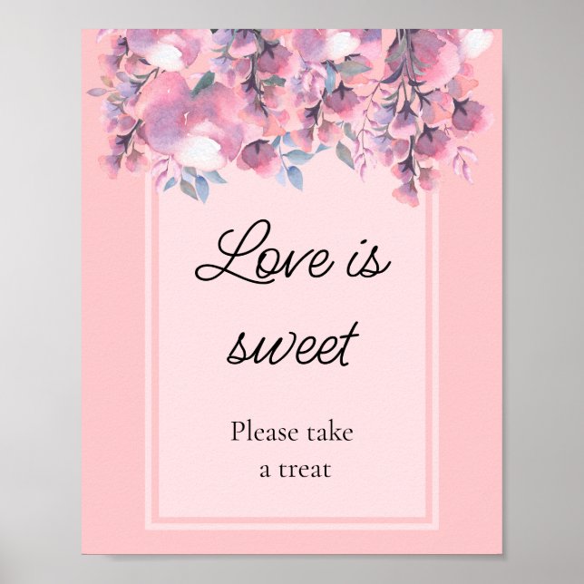 Dusty Rose Floral love is sweet bridal shower    Poster (Front)