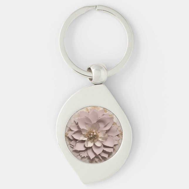 Dusty Rose Floral - Metal Keychain (Front)