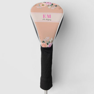 Dusty Rose floral monogrammed Golf Head Cover