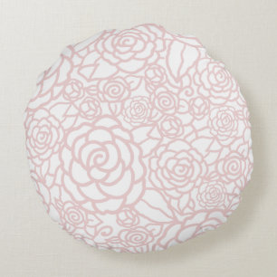 Dusty Rose Floral Pattern Round Cushion